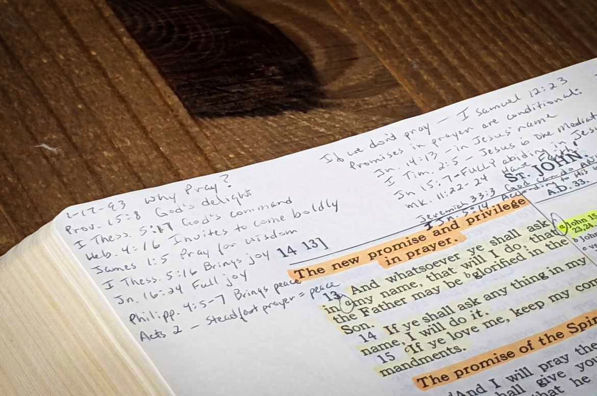 Bible notes in margins